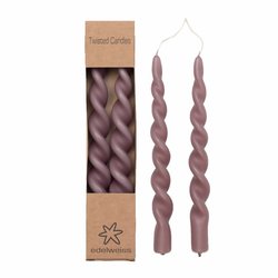 Twisted Candles 2stk i eske, 2,2x24cm Dusty Grape  - Edelweiss