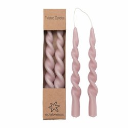 Twisted Candles 2stk i eske, 2,2x24cm Misty Rose  - Edelweiss